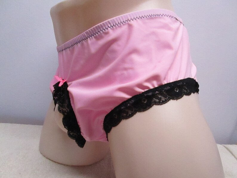 Men's Nylon Spandex Open Front Brief Pantie w/Black Lace Etsy