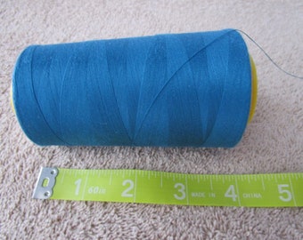 Teal Blue Sewing Thread - 1 Large Cone, Unknown Brand - TEX 40 - 3000 yards