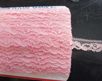 Light Pink Scalloped Lace Trim - Single Edge, 1/2" Wide - 2 or 5 Yards, Sew on