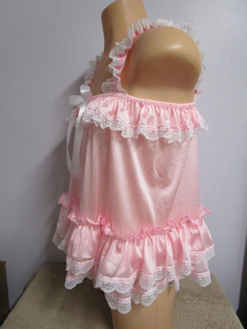 Men's Nylon Tricot SHORT Nightie w/Bows & Lace Etsy