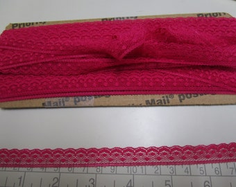 Hot Pink Scalloped Lace Trim - Single Edge, 1/2" Wide - 2 or 5 Yards, Sew on