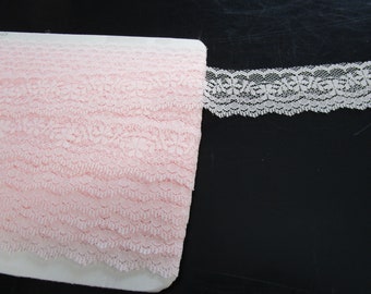 Light Pink Scalloped Lace Trim - Single Edge, 1 1/4" Wide - 2 or 5 Yards, Sew on