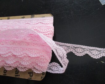 Light Pink Scalloped Lace Trim - Single Edge, 3/8" Wide - 2 or 5 Yards, Sew on