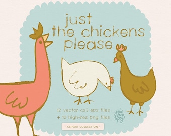 Huhn und Hahn Clipart / Hennen / herunterladbare Clip Art / kommerzielle Nutzung / Einladungen / Kunsthandwerk / Bauernhaus / Landhaus /
