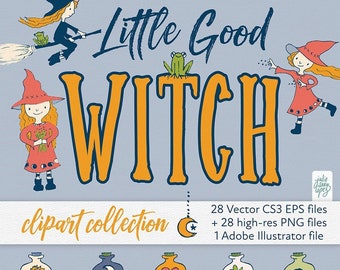 Hexe Clipart | Halloween-Grafiken (PNG, EPS, AI)
