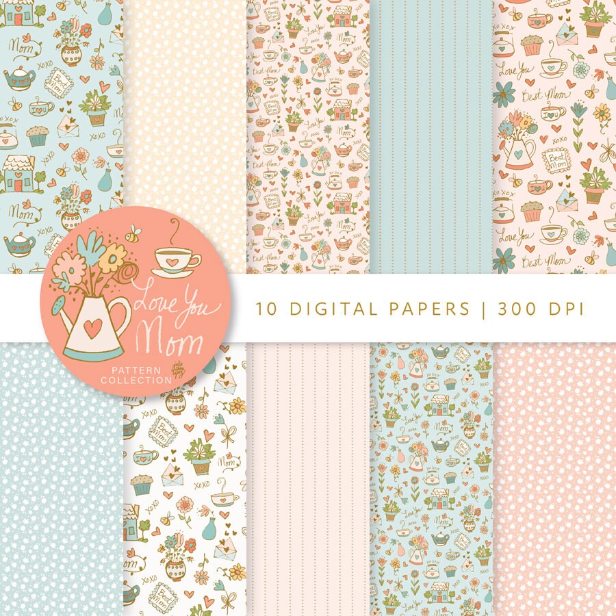 Mother's Day Printable Papers, Digital Download Paper in 12x12 Inches ...