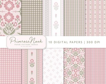 Primrose Nook Mustersammlung - printable Papiere / digitaler Download Papiere in 12x12 Zoll / hübsch / geblümt