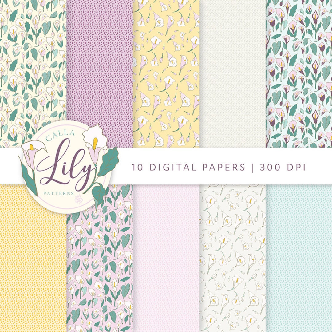 Lily Printable Papers, Flower Digital Download Paper in 12x12 Inches ...