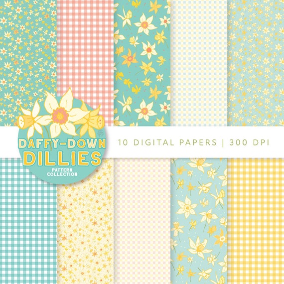Daffodilly Digital Craft Papers Instant Download 12 x 12 JPEG 300 DPI Commercial Or Personal Use