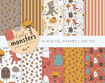 Monster Halloween Papier - 12x30 Scrapbook Print (Digitaler Download