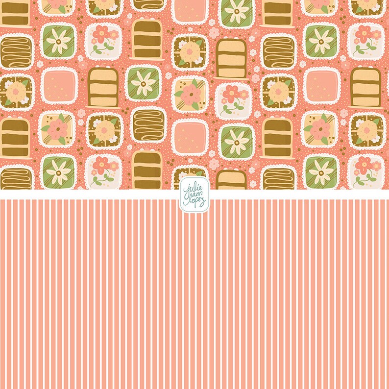 Petit Fours Digital Paper: Hand-drawn Dessert Patterns (12x12 Inches ...