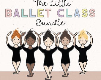 Ballerina Clipart: Handgezeichnete Ballettkunst, schwarzer Gymnastikanzug mit hautfarbener Strumpfhose