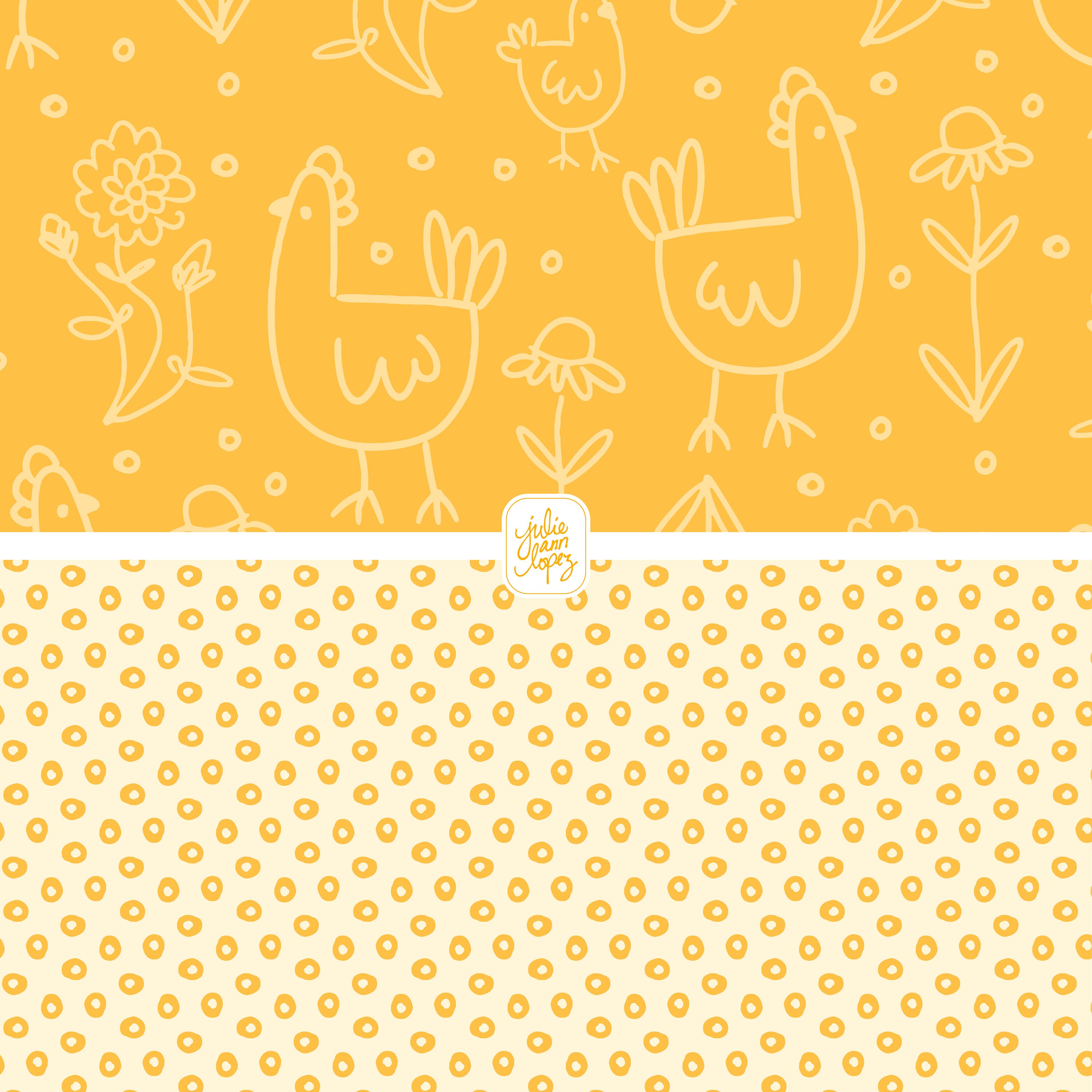 Monochromatic Chickens - Gold - Digital Paper Pattern Collection ...