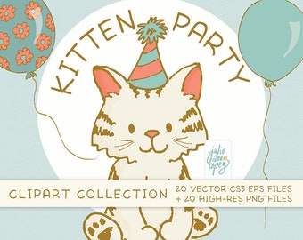 Kitten Clipart / birthday / downloadable clip art / commercial use / invitations / crafts / cats / clipart /papercraft / kids