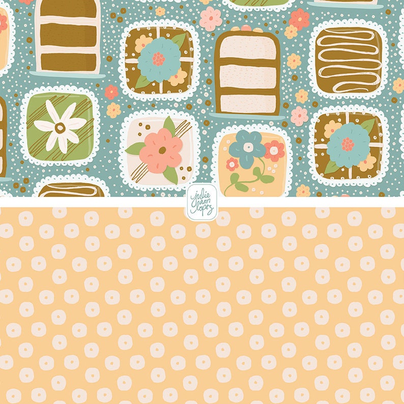 Petit Fours Digital Paper: Hand-drawn Dessert Patterns (12x12 Inches ...