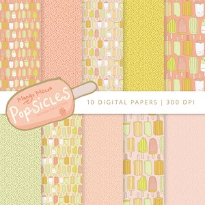 Popsicle printable papers, pattern digital download paper in 12x12 inches, mango, retro papers, scrapbook, planner
