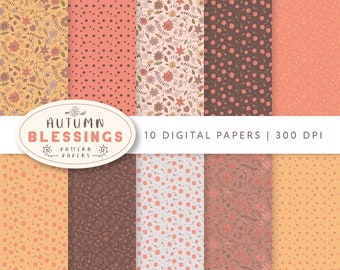 Herbst Wildblumen Digitales Papier: Cottagecore Scrapbook Hintergründe (Digitaler Download)
