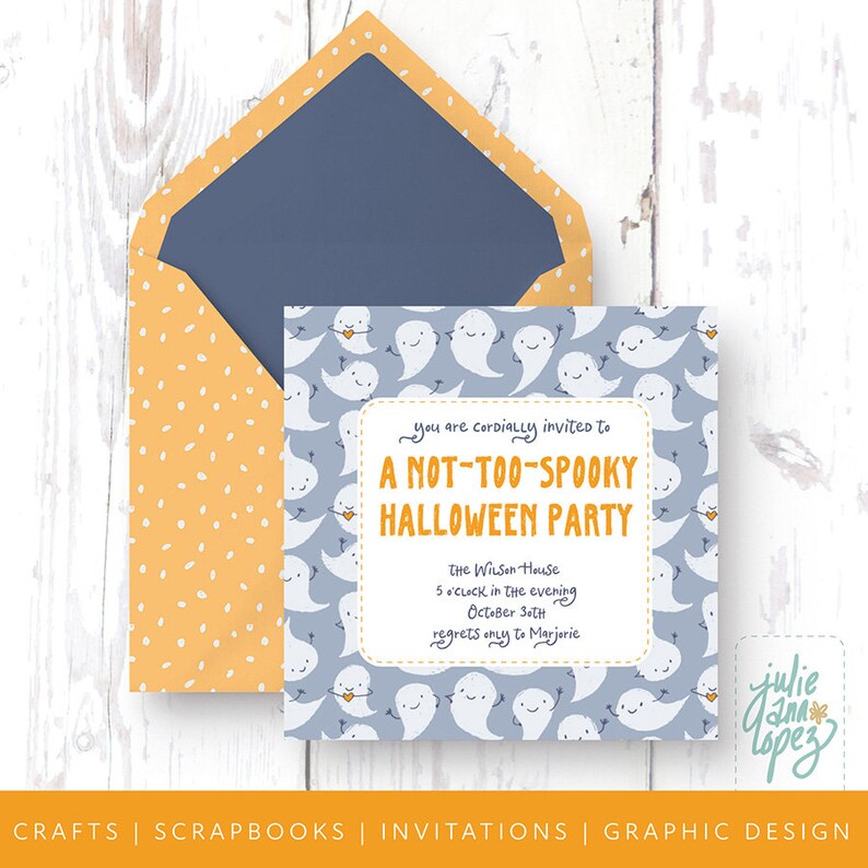 Friendly Ghost Printable Papers, Halloween Digital Download Paper in ...