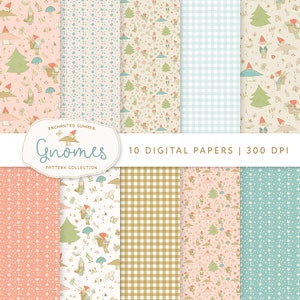 Gnome Printable Papers: Cottagecore Scrapbook Paper (Digital Download)