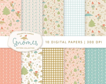 Gnome Printable Papiere: Cottagecore Scrapbook Papier (Digitaler Download)
