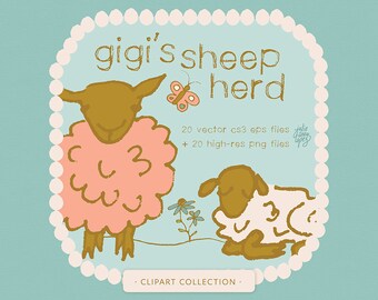 Schaf Clipart / Bauernhof Tiere / herunterladbare Clipart / kommerzielle Nutzung / Einladungen / Kunsthandwerk / Bauernhaus / Landhaus / Lamm