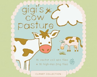 Kuh Clipart / Bauernhof Tiere / herunterladbare Clipart / kommerzielle Nutzung / Einladungen / Kunsthandwerk / Bauernhaus / Cottage /