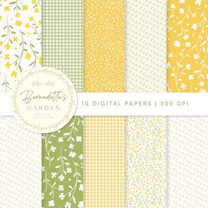 Buttercup Floral Digital Paper: Bernadette&#39;s Garden Collection (12x12 inches)