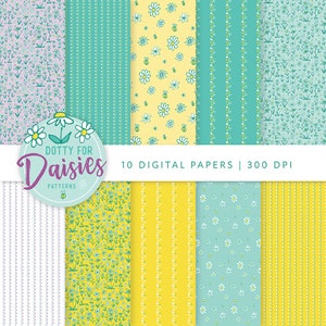 Daisy Floral Digital Paper: 12x12 Scrapbook & Planner (Digital Download)