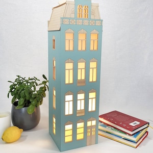 Architectural Wooden Lamp, Interior Home Decor, Amsterdam Canal House Grachtenpand, Handmade Gift, Unique Design