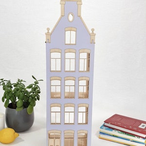 Dollhouse pastel handpainted, Amsterdam Architecture, Interior Home Decor, Canal House Grachtenpand, lilac