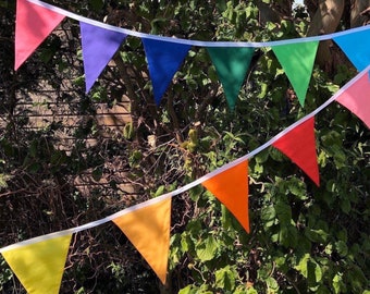 Rainbow Bunting | Multicoloured Fabric Bunting | Colourful Party Decor