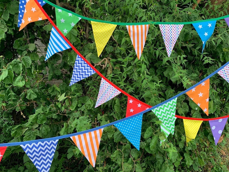 Colourful Rainbow Fabric Bunting Hotch-Potch Celebration Bunting image 8