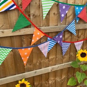 Colourful Rainbow Fabric Bunting Hotch-Potch Celebration Bunting image 4