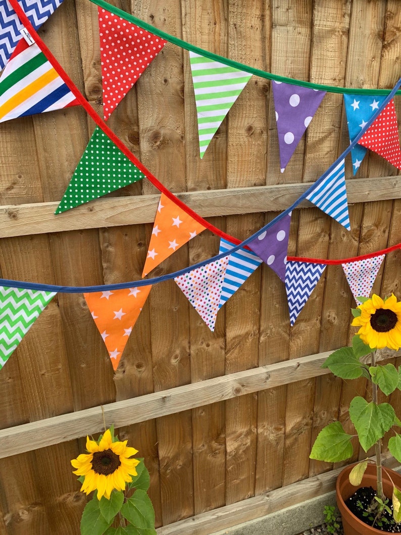 Colourful Rainbow Fabric Bunting Hotch-Potch Celebration Bunting image 4