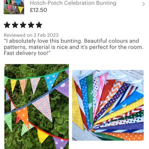 Colourful Rainbow Fabric Bunting Hotch-Potch Celebration Bunting image 9