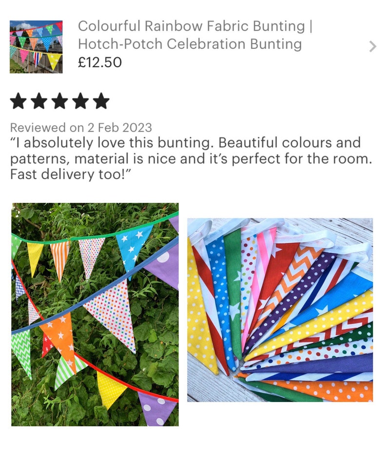 Colourful Rainbow Fabric Bunting Hotch-Potch Celebration Bunting image 9