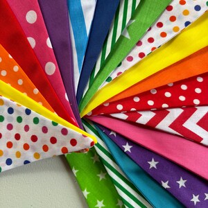 SECONDS Colourful Rainbow Bunting | Bright Outdoor Garland | 5 metre and 10 metre lengths | Garden Party Decor