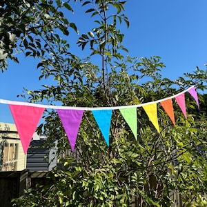Bright and Colourful Fabric Bunting | Vibrant Rainbow Garland | Multicoloured Wedding Birthday Festival Decor