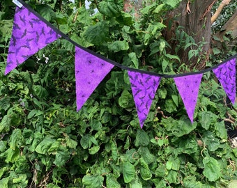 Halloween Fabric Bunting | Halloween Party Decoration | Purple Halloween Garland