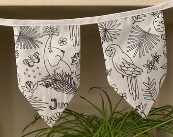 Colour in Jungle Animal Bunting | Colour in Fabric Garland | Unique and Creative Gift LAST ONE