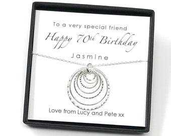 70th Birthday Necklace, Personalised 70th Gift, For Her, 70th for Best Friend, 70th for Wife, 70th Gift for Mum, 70th Gift Idea