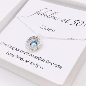 50th Birthday Gifts, Crystal Birthstone Charm, 50th Birthday, Personalised 50th Gift, 50th Gift for Mum, 50th Birthday Gifts Women