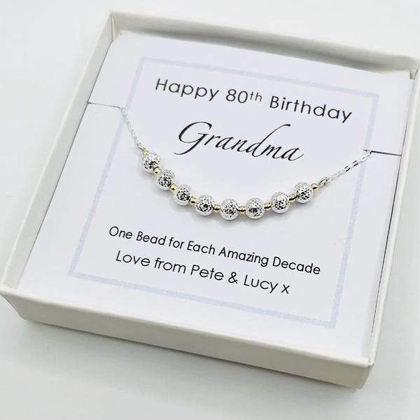 80th Birthday Gift for Women, Grandma 80th Birthday Gift, Personalised 80th Gift for Nan, 80th Gift for Mum, Handmade Gift, 925 Silver