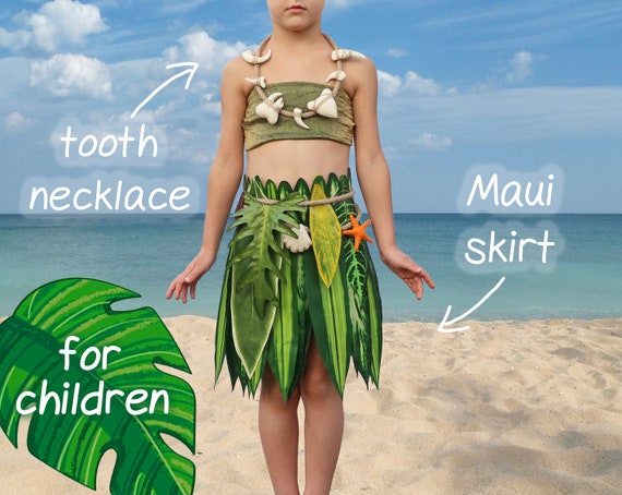 Lovely Girls Moana Party Holiday Birthday Dress with Necklace