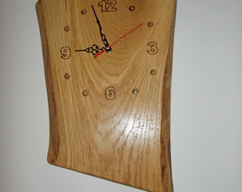 Wooden Clock, Wood Wall Clock, Handmade wooden clock, Wooden anniversary gift, Rustic wall clock, Oak clock,  Personalized Gift, Clock.