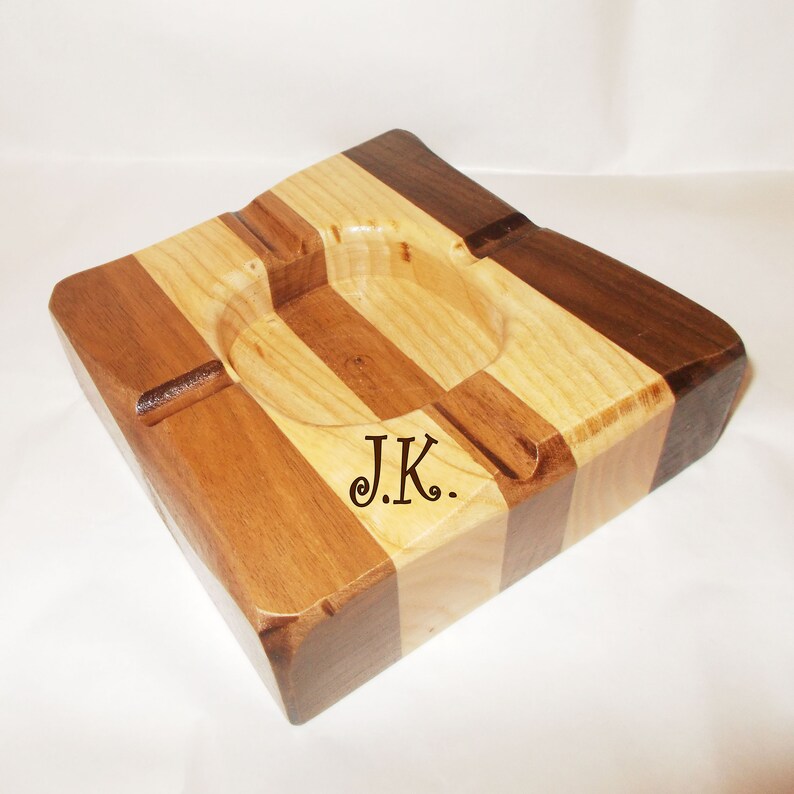 Personalized Cigar Ashtray Rustic Ashtray Walnutash Etsy