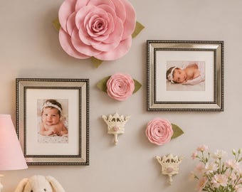 Felt Flower Wall Decor Set | Pink Nursery Art