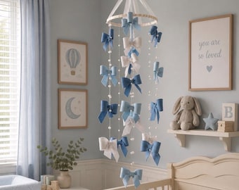 New! BOWS and pearls baby girl nursery mobile hanging decor