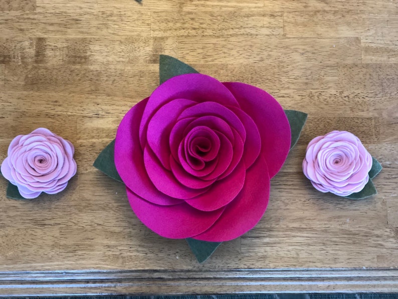 Felt Wall Flower Set of 3 Pink or Choose Colors Girls Etsy