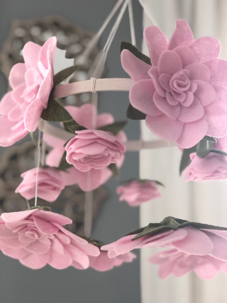 Baby Girl Mobile Choose Colors Felt Flower Mobile Crib Size Etsy